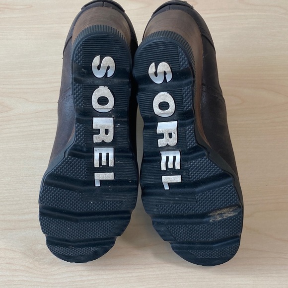 Sorel Joan Uptown Chelsea Dark Brown Leather Wedge Boots - Picture 7 of 9